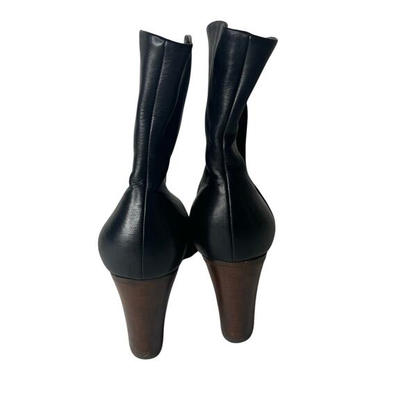 Celine Wrap Leather Ankle Boot Black Size 10 - Picture 5 of 6